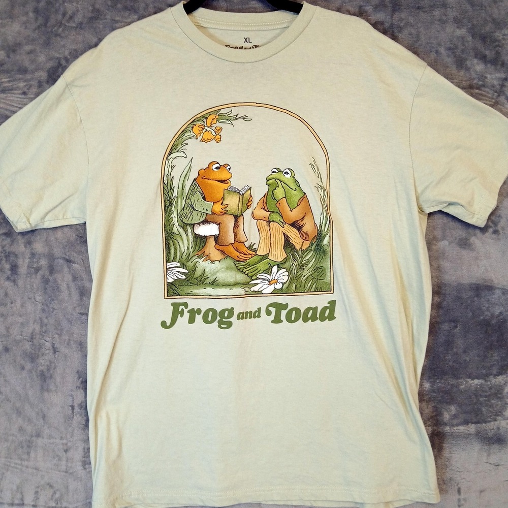 Frog and Toad Shirt Mens Extra Large Green Graphic Tee Book Cartoon Arnold Lobel